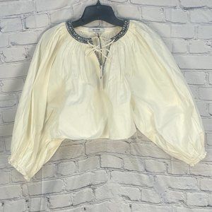 Re/Done Victorian crop top. Vintage Ivory, Size S